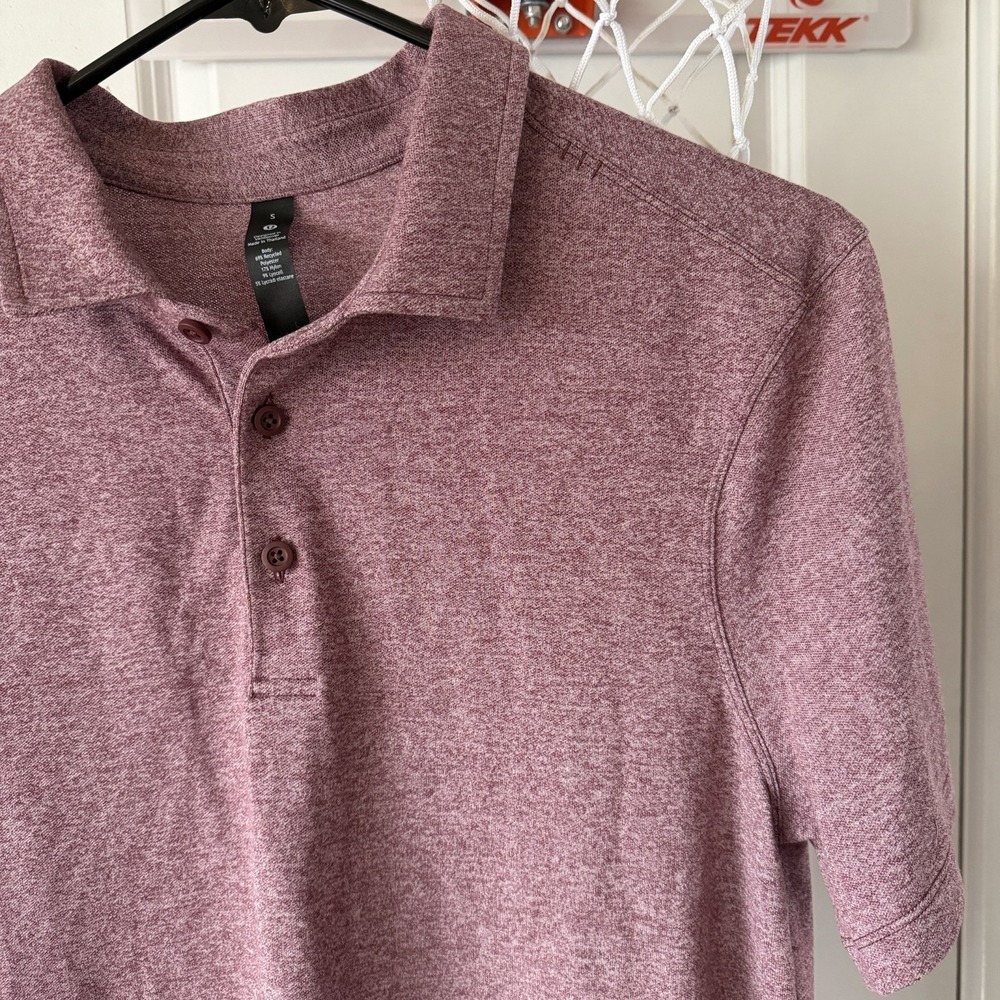Lululemon Men's Evolution Short Sleeve Polo Shirt in Heathered Red Merlot Size S - Picture 10 of 14